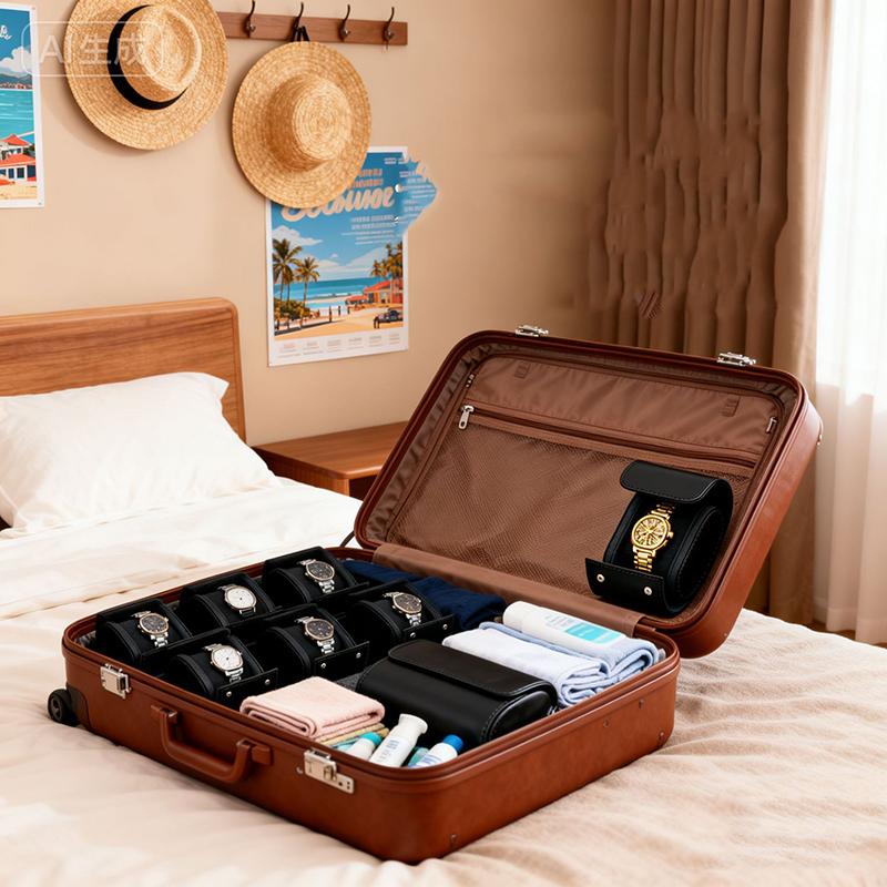 Watch Roll Travel Case Watch Storage and Organizer-Secure Storage with Innovative Removable Pillows & Solid Watch Organizer