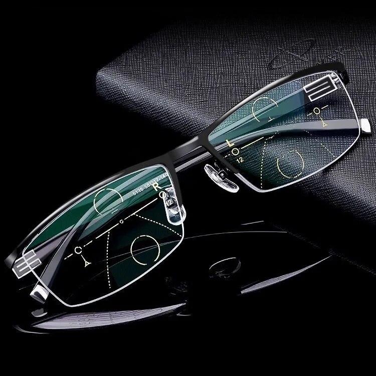 Vintage Business Bifocal Reading Glasses for Men Women Progressive Vision Anti-blue Light Eyewear Diopter Eyeglasses +1.0~+4.0