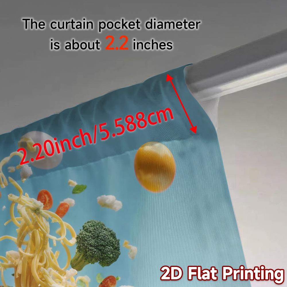 2pcs   2D FLAT PRINTING Curtains (Without Rod) Floating Pasta Pattern Modern Curtains Durable Polyester Curtains Versatile All
