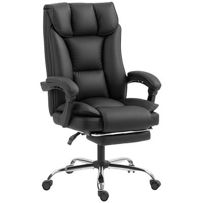 Ergonomic Office Chair, Reclining Office Armchair with Footrest, Adjustable Height, 360 Swivel, Black