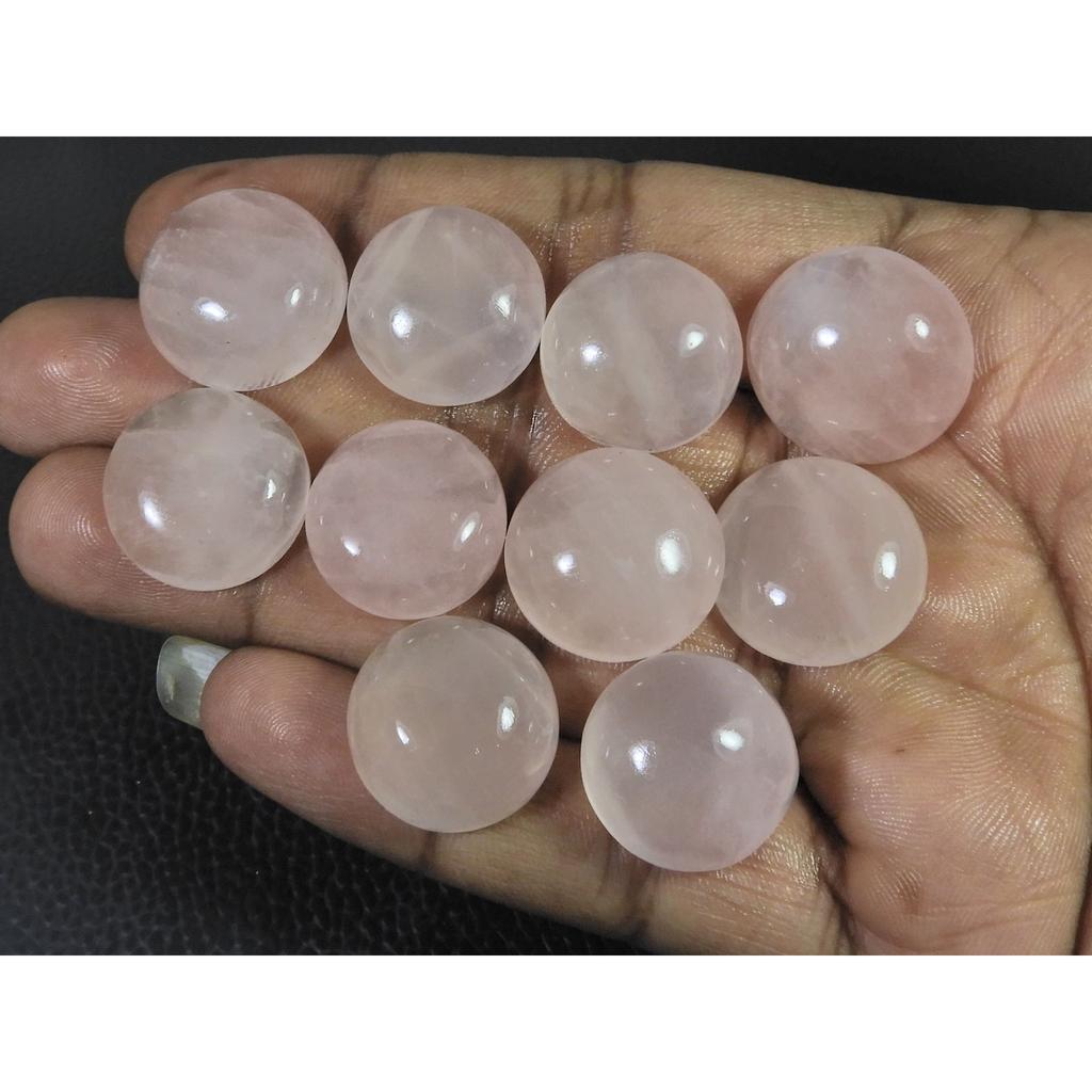 260Cts. Natural Pink Rose Quartz Round Cabachon Loose Gemstone 10 Pcs Lot C-2526