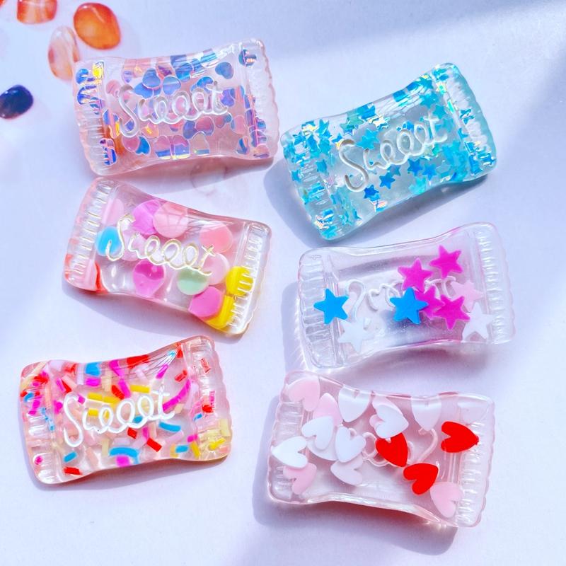 10Pcs Kawaii Cute Mixed Transparent Candy FlatBack Resin Cabochons Scrapbooking DIY Jewelry Craft Decoration Accessories G56