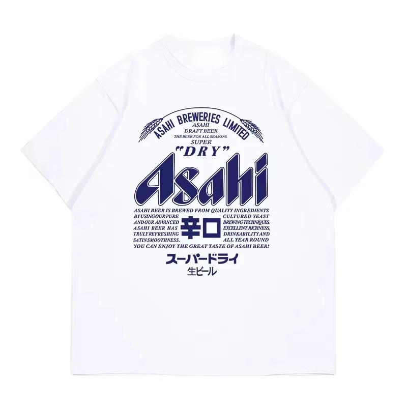 Primavera Estate 2026 Giappone Asahi Beer T-shirt Estiva Unisex Abbigliamento Retro Americano Ampio Casual Cotone Manica Corta