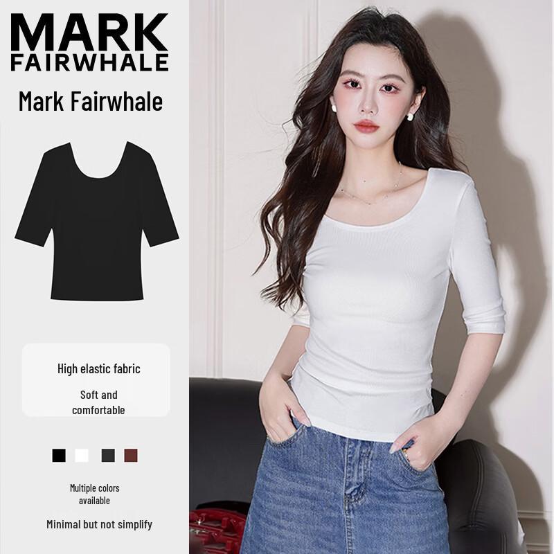 MARK FAIRWHALE Women's Double U-Neck Cooling Modal T-Shirt