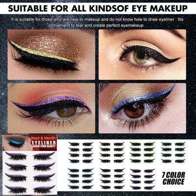 4 Çift/Set Eyeliner Sticker Yapıştırıcısız Kendinden Yapışkanlı Renkli Moda Güzellik Makyaj Eyeliner Sticker Kadınlar İçin