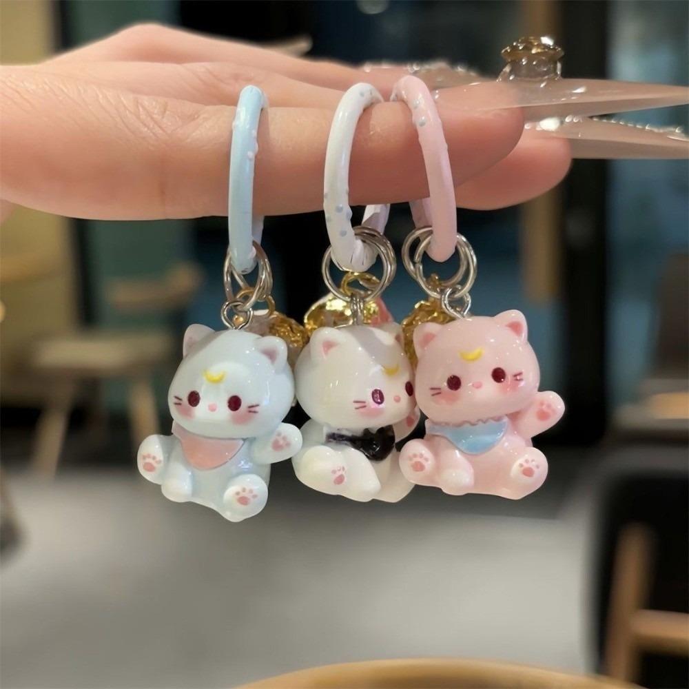 5cm Cat Keychain Resin Korean Keychain Fashion Sweet Keyring  Phone Chain