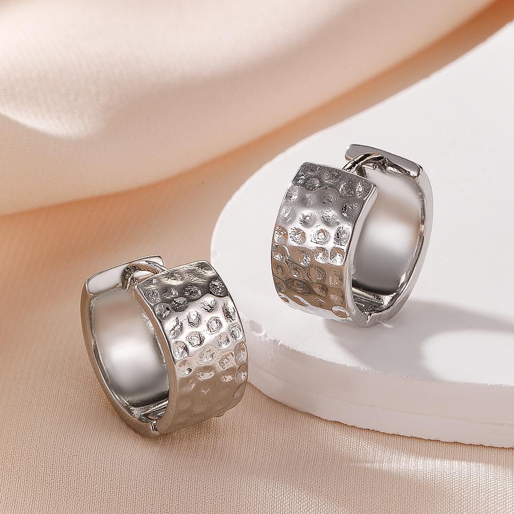 French pleated earrings with irregular texture and wide retro earrings