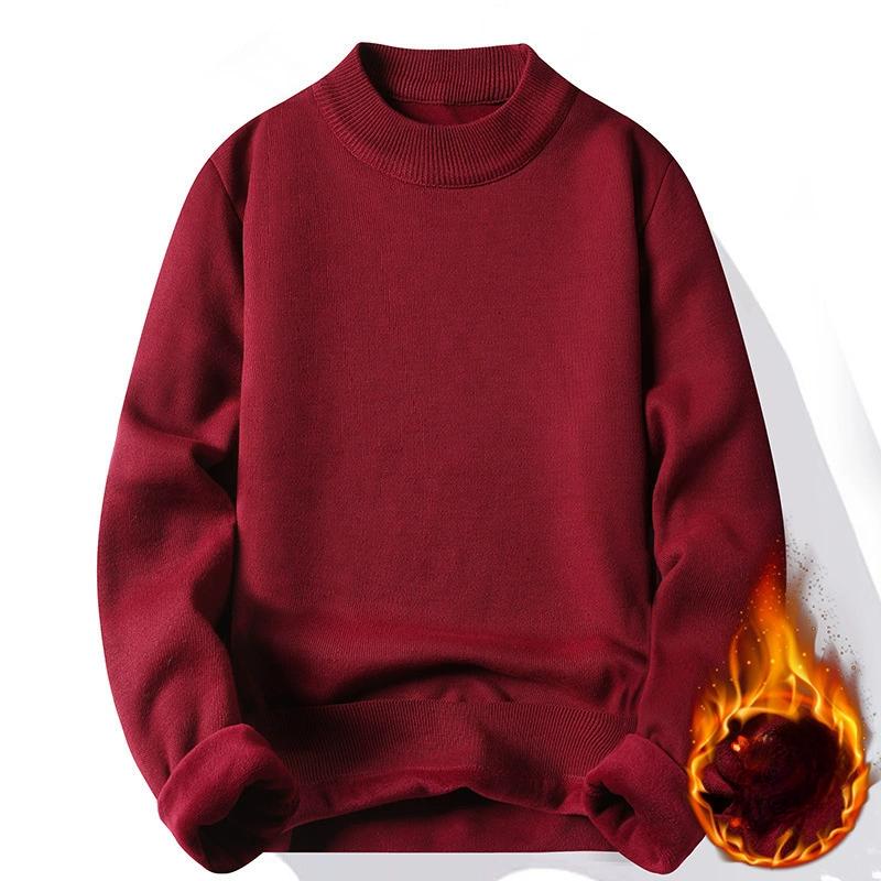 Autumn and Winter Men's Thick Half High Neck Velvet Sweater Solid Color Middle Neck Knitted Sweater Trendy Korean Version Men's Primer