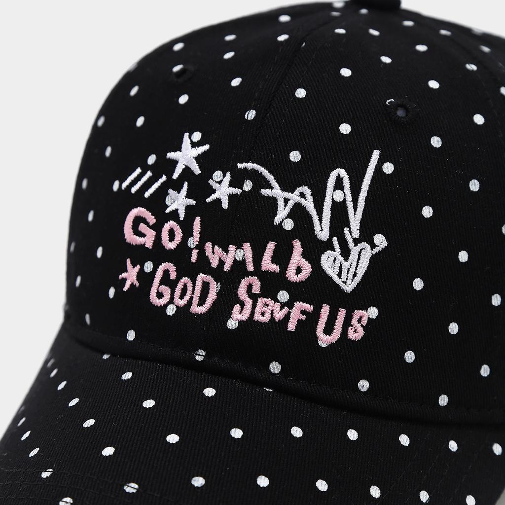 Letter Embroidery Polka Dot Baseball Cap Versatile Face Small Black and White Cap Women's Outdoor Leisure Sun Hat