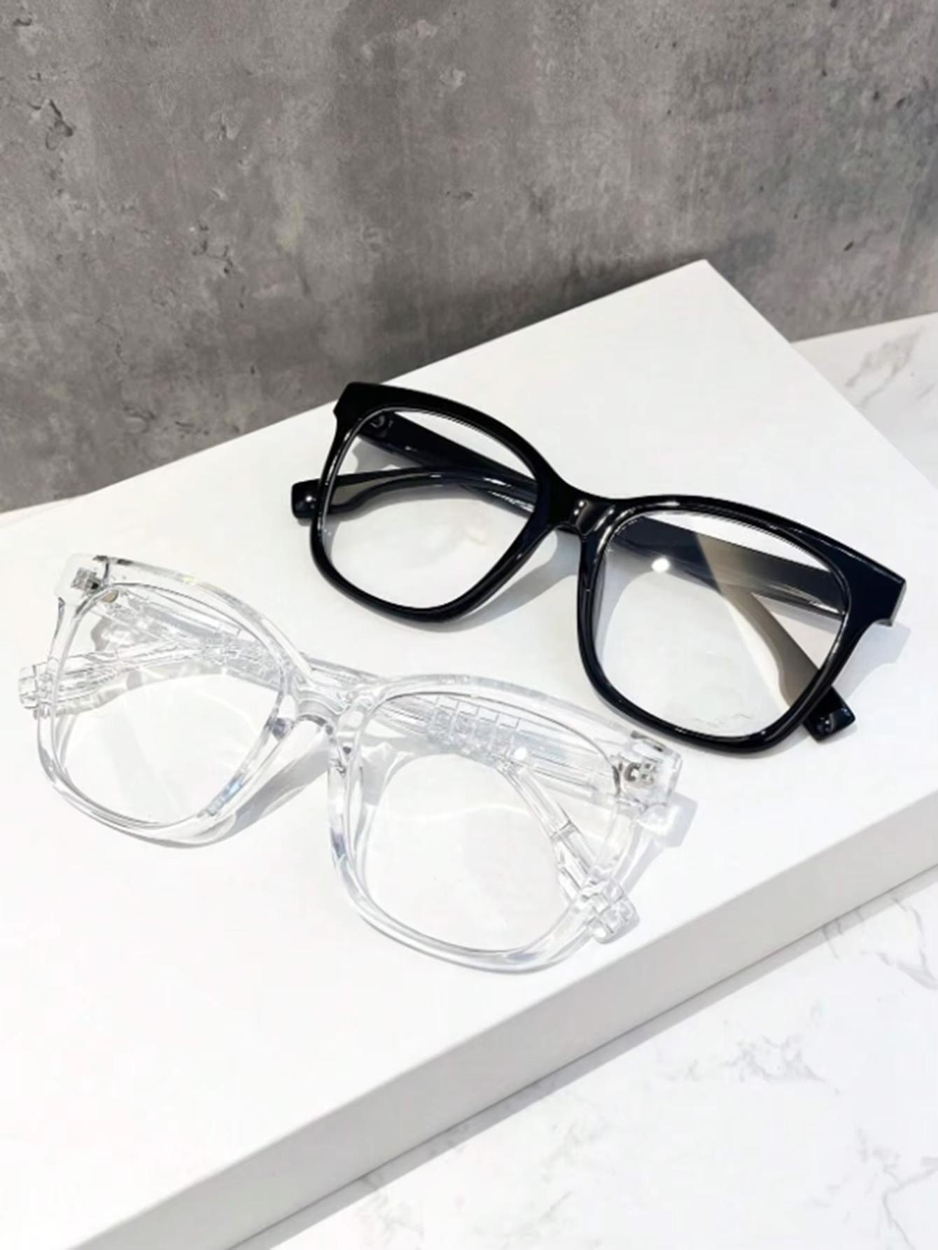 

2Pcs Fashionable Square Frame Combination Glasses Fashion Decorative Glasses Daily Decoration Fashion Outfits Holiday Gifts