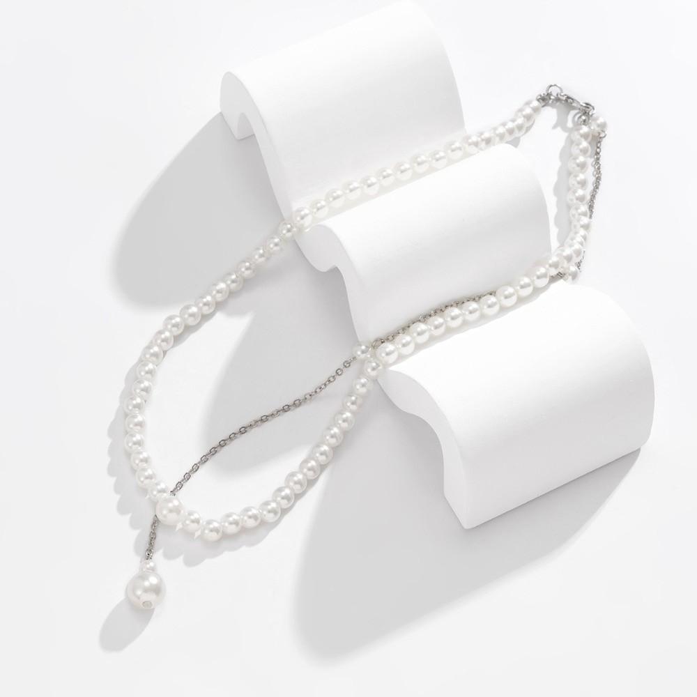Silver Color Body Chain Jewelry Imitation Pearl Bikini Back Chain Back Chain Necklaces  Wedding