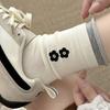 Ladies Autumn Embroidery Small Floral Curls College Wind Mid Tube Pile Pile Cotton Socks