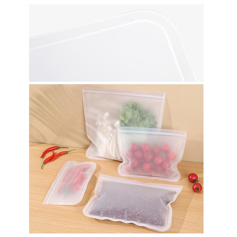 5Pcs Silicone Food Storage Containers Leakproof Stand Up Zip Shut Reusable Rolls Fresh-Keeping Food For Meat Fruits Vegetables