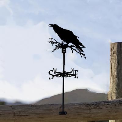 Stilvolle und funktionelle Iron Raven Wetterfahne - Vintage Vogelsilhouette, wetterfeste Garten- und Terrassendekoration
