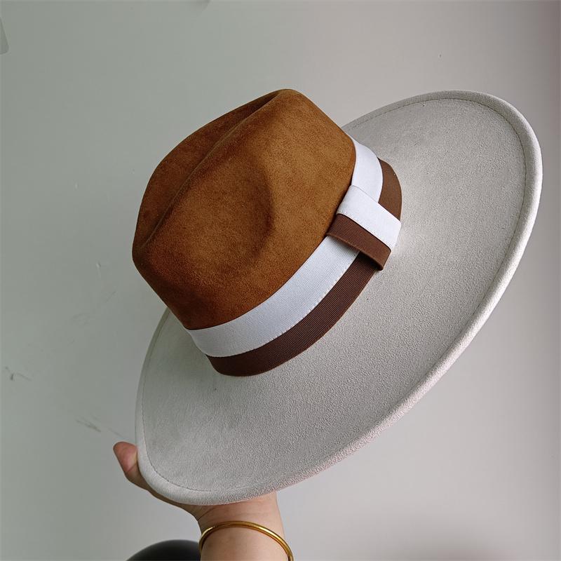 Elastisches Band Buntes Wildlederhut Herbst und Winter Damenfilzhut Breitkrempiger Hut Britischer Stil Retro Herrenhut Gorras Hombre