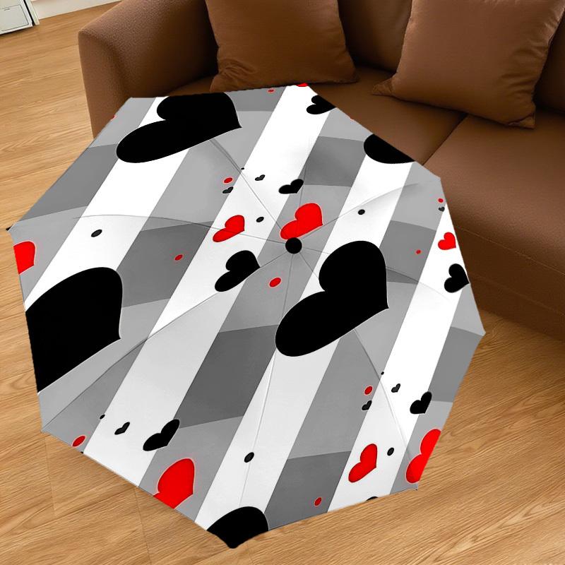 1PC Heart Love Automatic Open/Close Umbrella Compact Folding Umbrella with 8-Rib Shaft Lightweight Esign, Highquality Fabric1182A