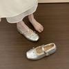 Fashion Women's Fashion Single Shoes Spring New Round Head Shallow Mouth Butterfly Knot Metal Buckle Soft Sole Flat Shoes