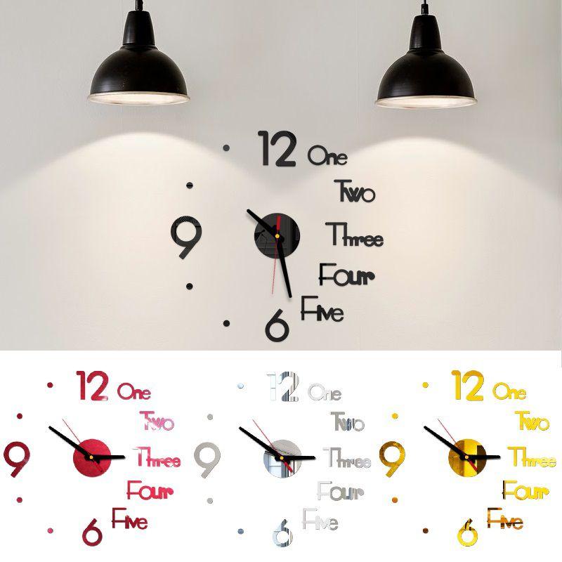 Elegant Large Wall Clock With 3d Stickers And Roman Numerals For Home Decor