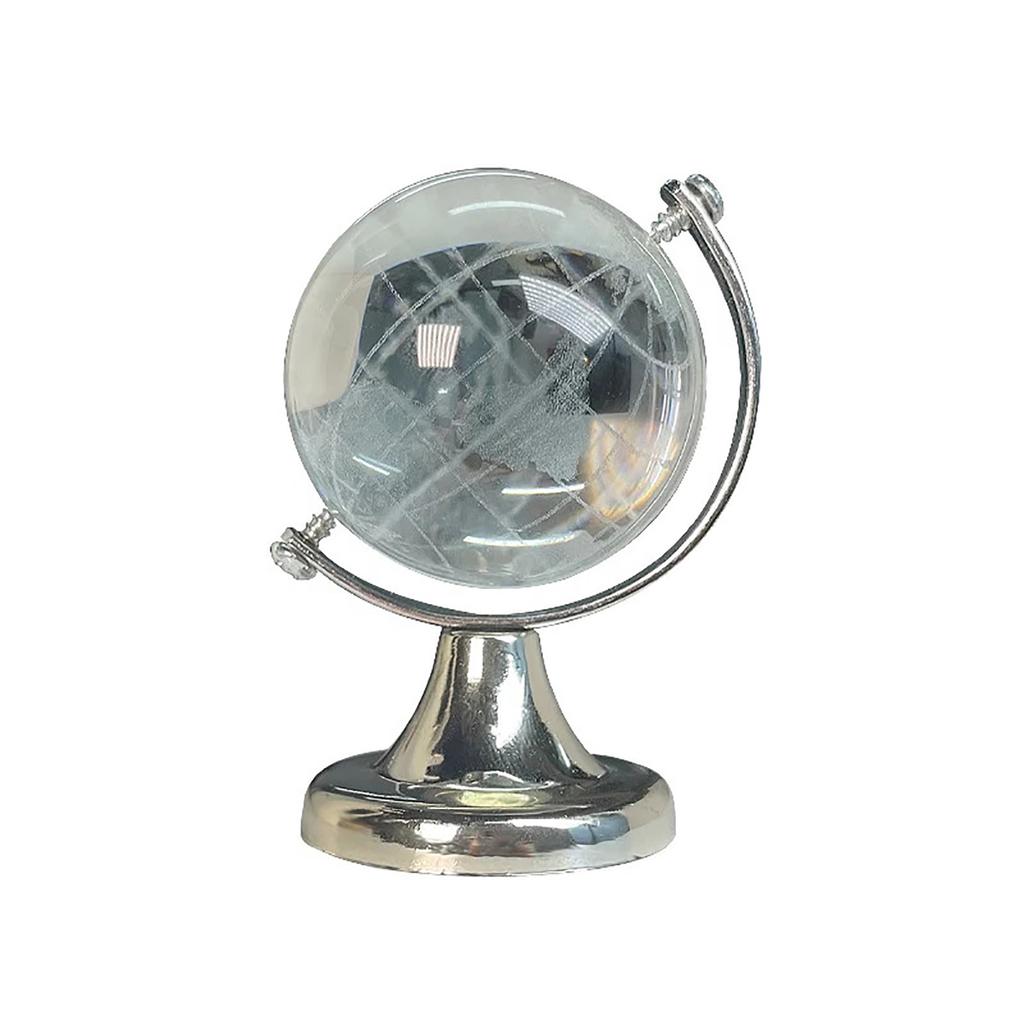 2 Pcs Mini World Globes Round Earth Globes Crystal Clear Desk Office
