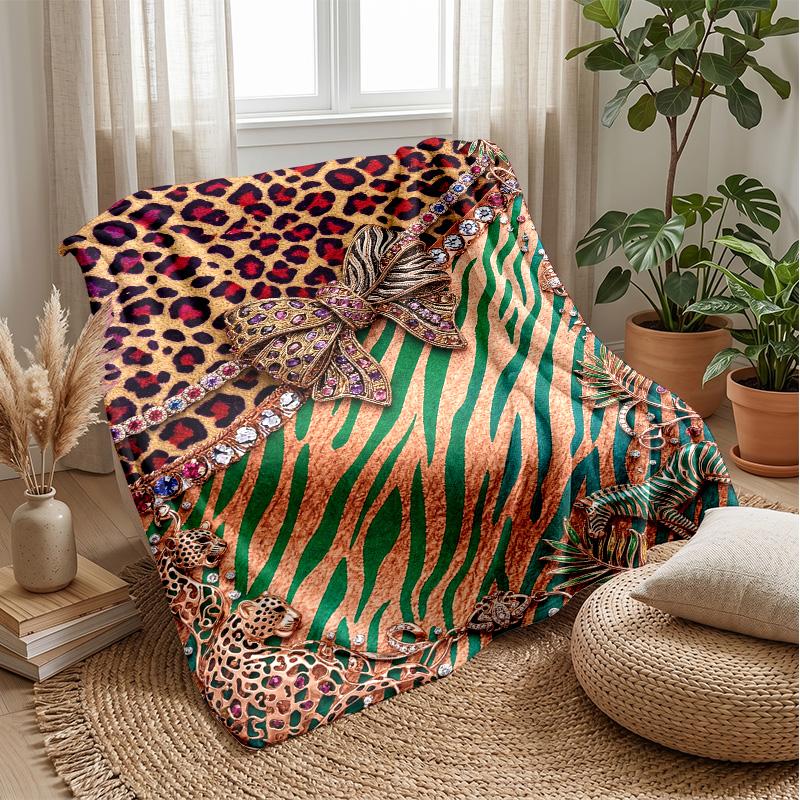 Jaguar in Lush Jungle 1 Theme blanket Lightweight Warm Flannel Blanket Decorative Throw Blanket for Home Decoration