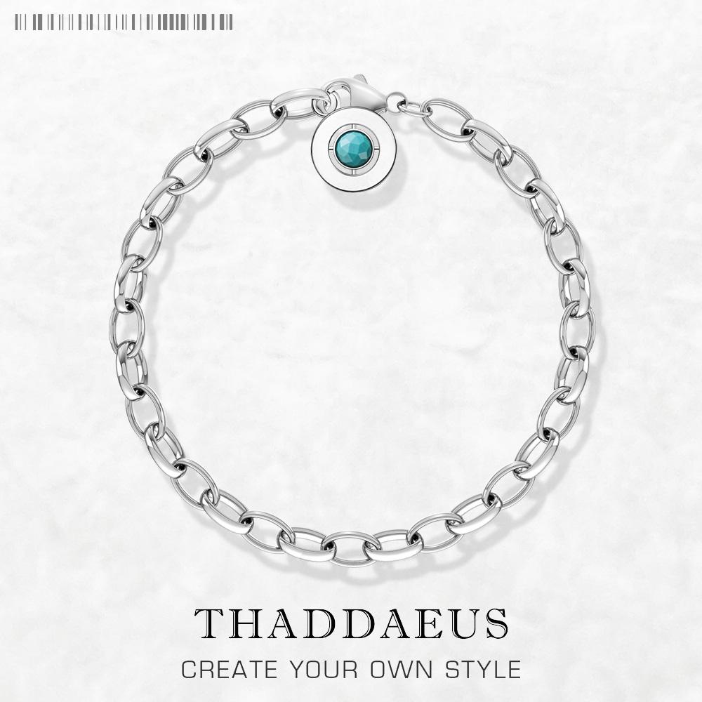 

Blue Link Chain Charm Bracelets, Autumn 925 Sliver Gift for Women Men,Europe Style Jewelry,Fashion Accessorie Club 18cm