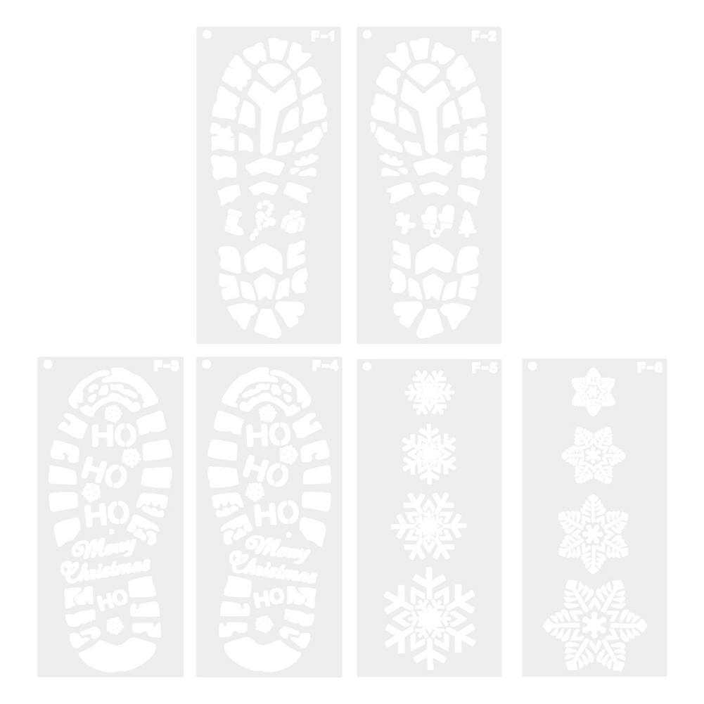 Holiday Stencils Christmas Snowflake Stencils Template Santa Footprint Reusable Drawing Template Christmas For Painting On Wood
