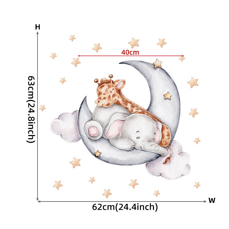 Moon Cloud Big Wall Stickers For Kids Rooms Boys Stars Large Wall Stickers For Children's Room Bear Bedroom Decoration