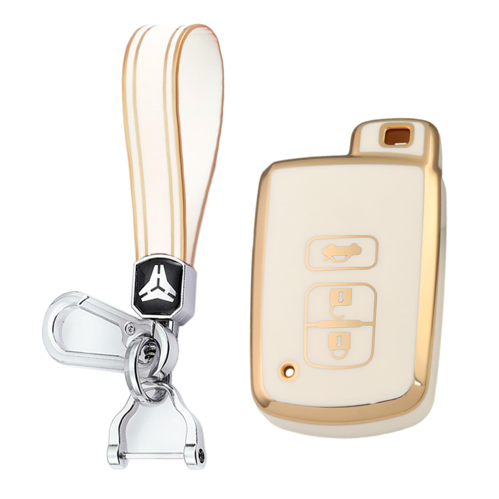 

KUNIO Силиконовый чехол для ключа Toyota с 3 кнопками, держатель для ключа, совместимый с Toyota, Prius белый