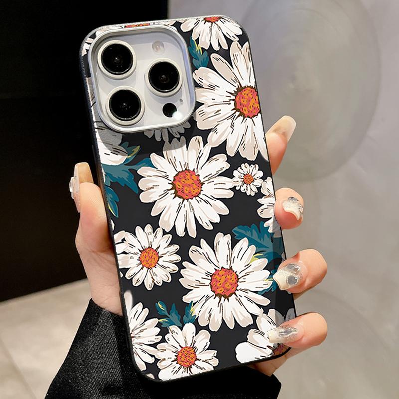 

White Flower Case For iPhone 16 Case for iPhone 15 14 13 12 Pro Max 11 16e Magnetic For Magsafe Wireless Charge Soft Phone Cover iPhone 16 чорний