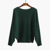 Women's Casual Fashion Knitwear One Neck Batwing Pullover Hem Elastic Soft Breathable Sweater Loose Simple Solid Comfortable Thread Knit Tops