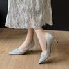 3356-28 Rhinestone Xiuhe Wedding Shoes Bridal Shoes High Temperament High Heels Pointed Thin Heels Single Shoes Not Tired Feet