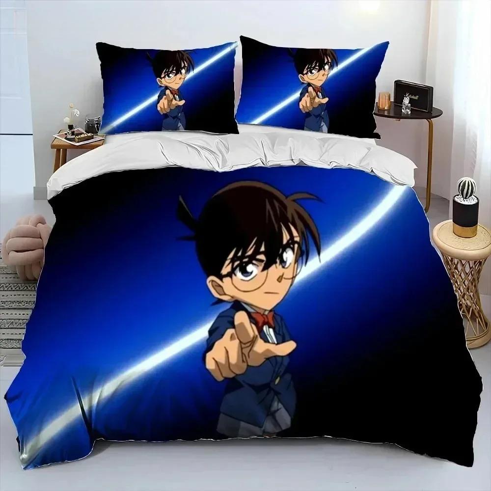 Anime Detective Conan Cartoon Bedding Set Boys Girls Twin Queen King Size Duvet Cover Pillowcase Bed Boys Adult Bedroom