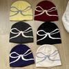 Autumn and Winter Korean Bow Printed Knitted Hat Retro Cute Elastic Versatile Cold Hat Warm Wool Hat