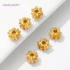 18K Gold Plated Flower Shape Separator Beads Brass Spacer Beads For Bracelet Making Supplies DIY Necklace Findings