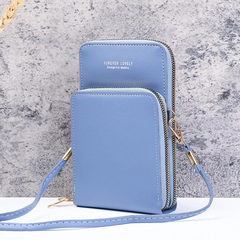 Korean-Style Women's Crossbody Phone & Cosmetic Bag: Touchscreen, Double Layer, Large Capacity