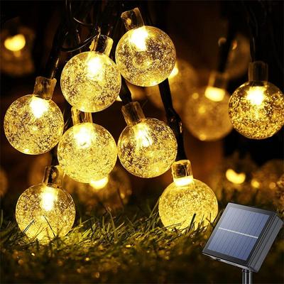 Solar-Lichterkette für den Außenbereich, LED-Feiertagsbeleuchtung, Kristallkugel-Lichter mit 8 Modi, wasserdicht, solarbetrieben, Terrassenlicht, Garten, Weihnachtsfeier, Dekoration