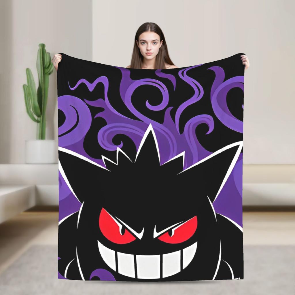 Gengar Cartoon  Blanket  Super Warm Street Trend Plush Throw Blanket For Home Decor Decorative Flannel Bedspread Bed Cover