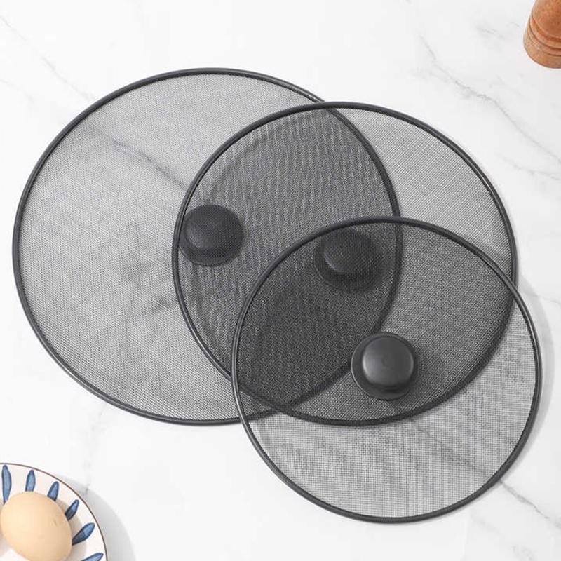 Black Splatter Screen Anti Grease Frying Pan Oil Splash Guard Lid Fine Mesh Splash Guard Cover Lid Kitchen Tools