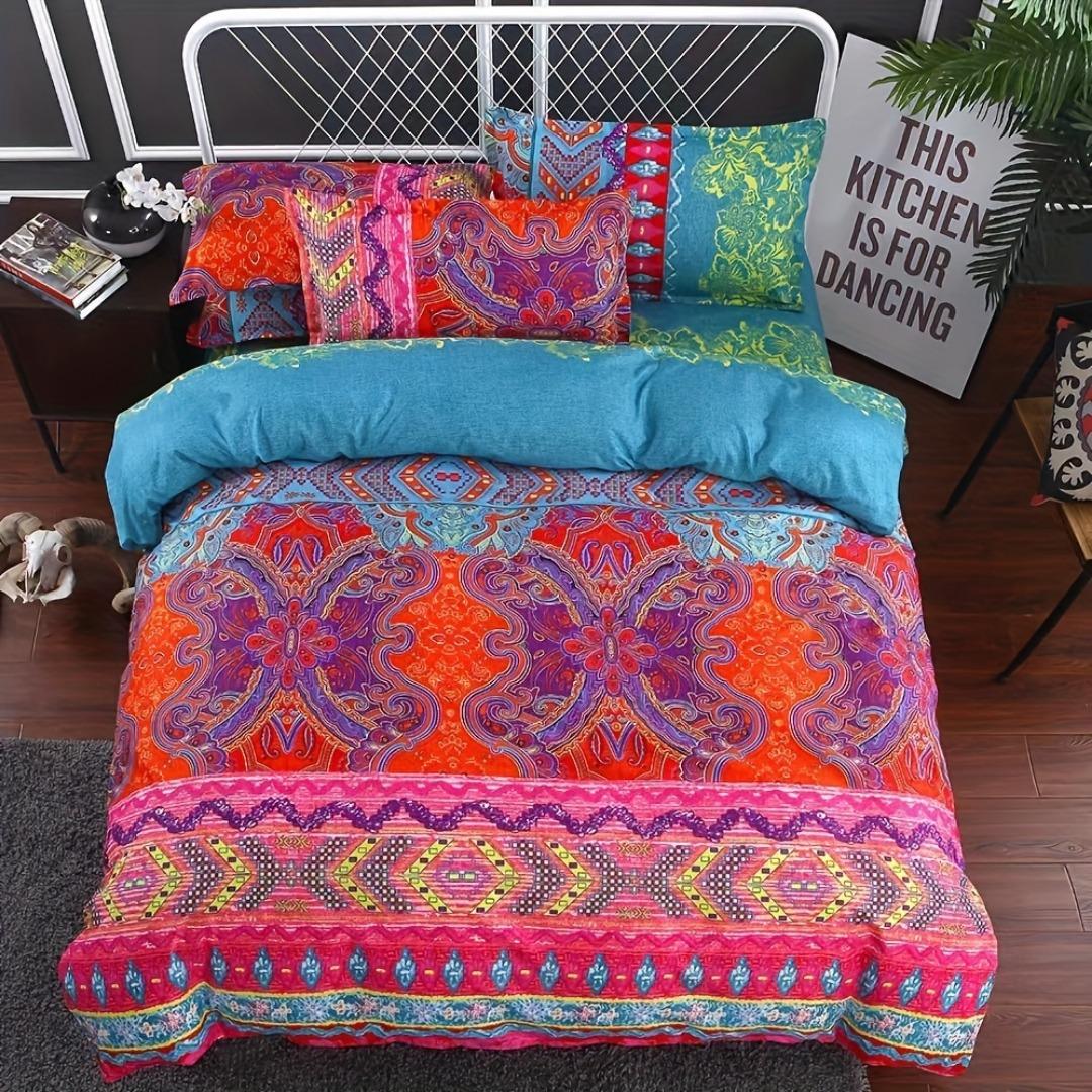 

3pcs Vibrant Paisley 3D Print Bedding Set Breathable Polyester Duvet Cover King Queen Twin Single Size Bithday Gift Room Decor EU Single 135x200cm