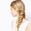 5PC Fashion Yellow Flower Hair Pin Clips U-shaped Hair Clips Sunflower Bridal Wedding Hair Jewelry Accessories Holiday Party