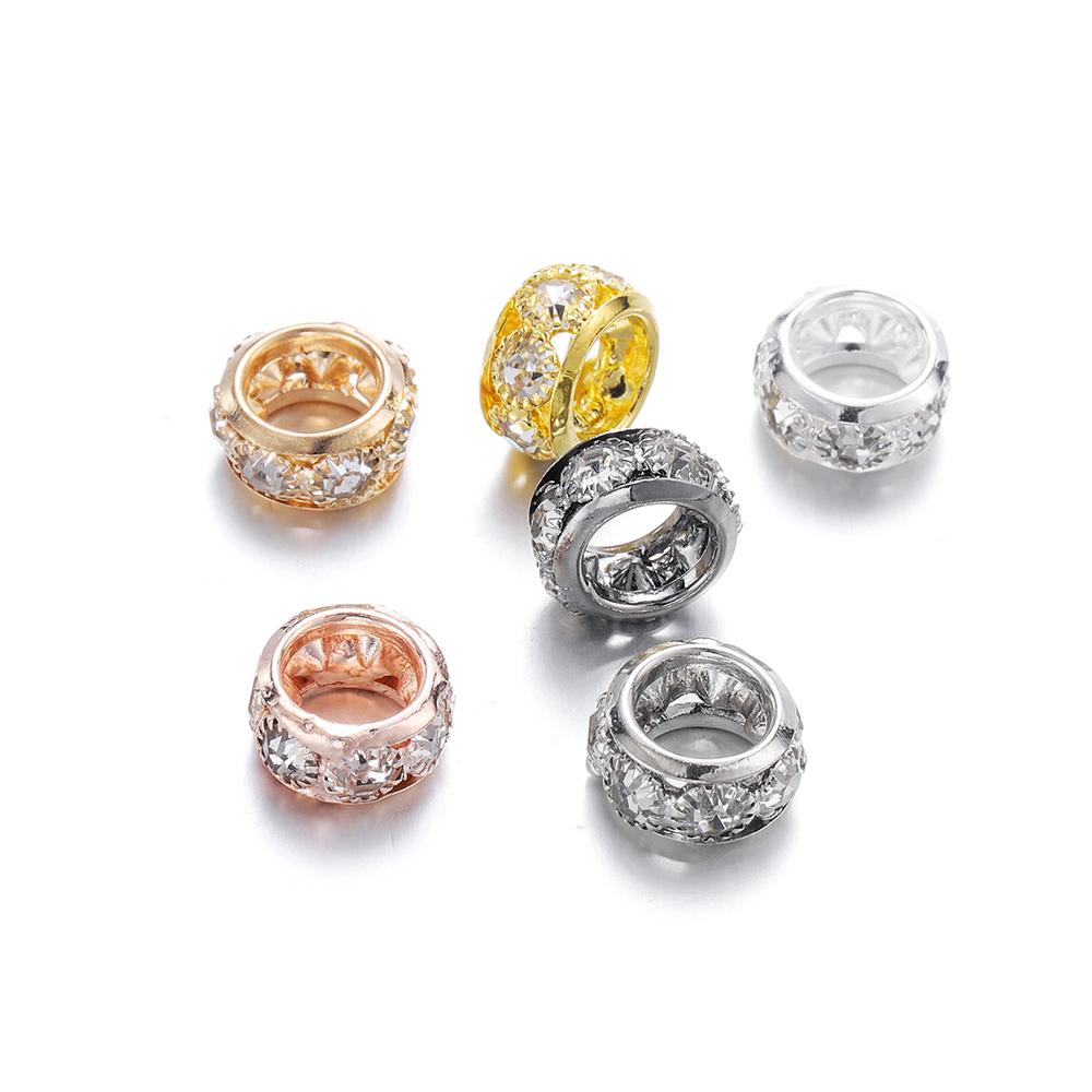 

20 шт./лот, 10/12 мм, стразы круглой формы, свободные бусины с большим отверстием, металлические хрустальные бусины-разделители для изготовления ювелирных изделий, аксессуары «сделай сам» 10mm x 20Pcs