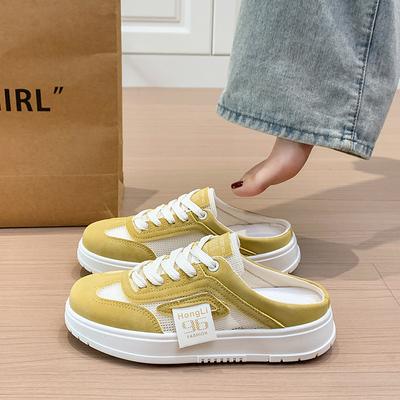 Fashion CRLAYDK Summer Women's Footbed Comfortable Slip On Mules Mesh Slippers Ladies Backless Slide Loafers Walking Casual Flats Shoes