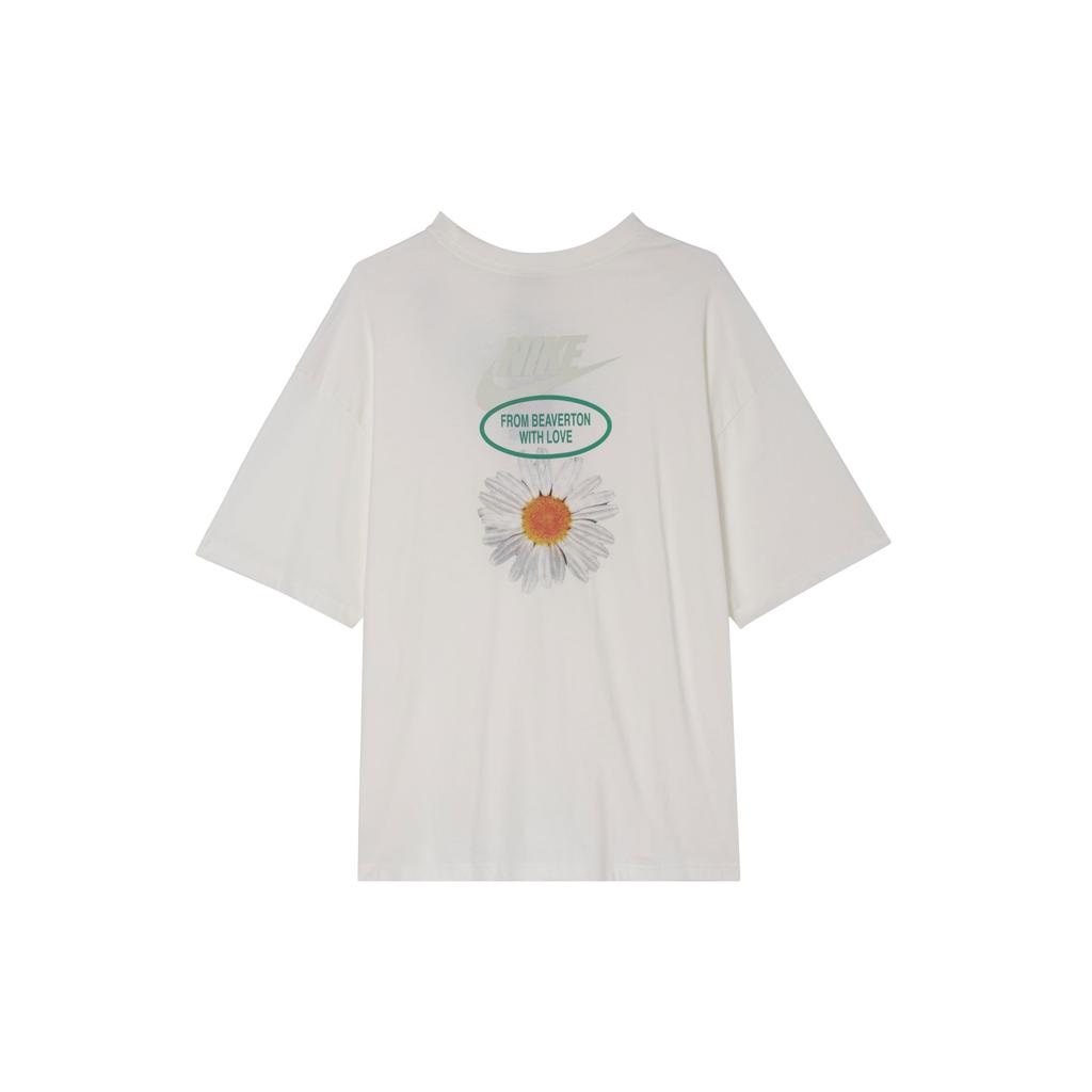 Nike Daisy Series Floral Print Pullover Crew Neck Short Sleeve T-Shirt With Drop Shoulders Women Tops Sail-White HJ9427-133
