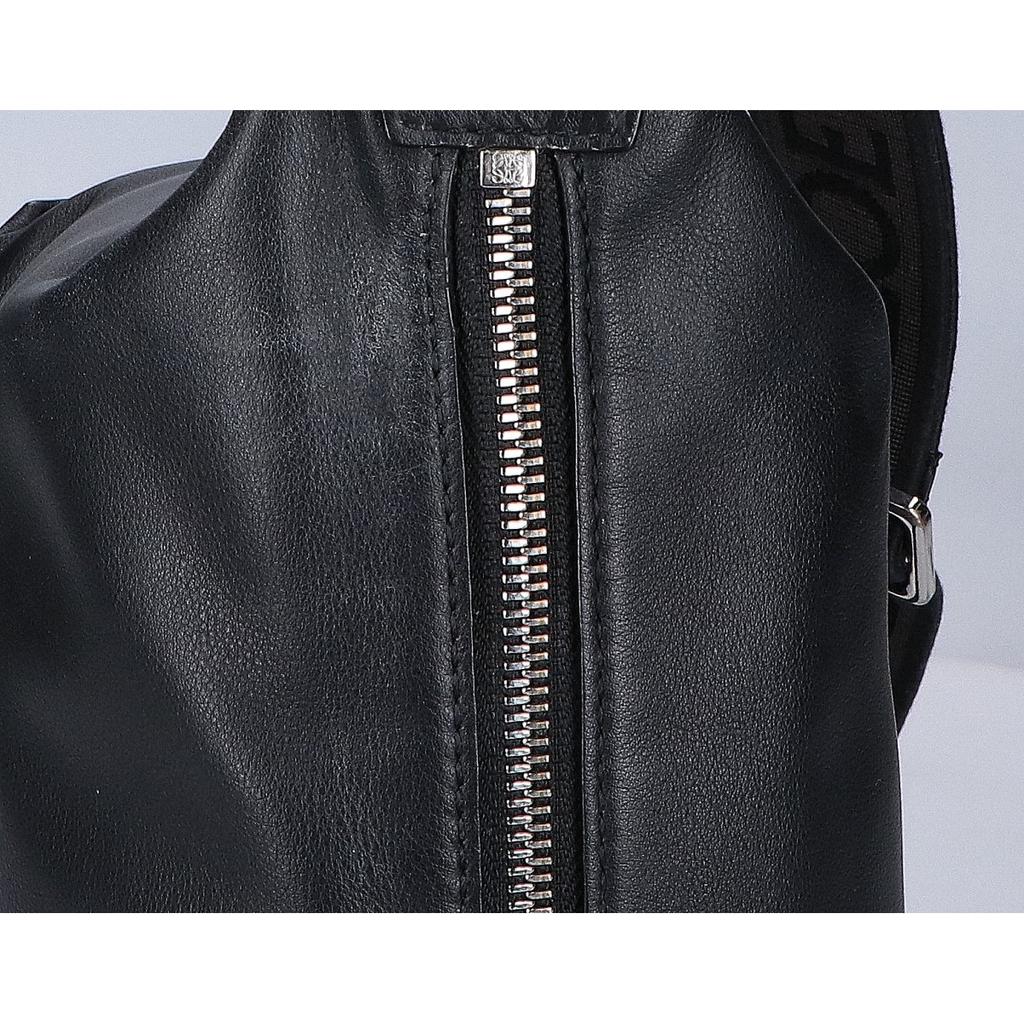 LOEWE 25Stainless Steel Supple Smooth Calf & Jacquard Cuby Crossbody Bag, Small Shoulder bag blackUsed