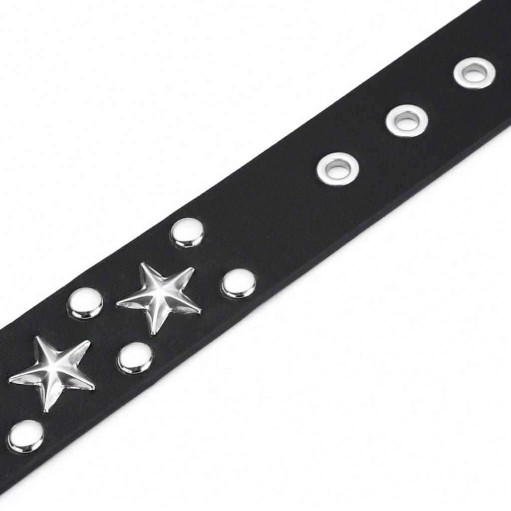 Big Five Star Round Rivet Belt for Men and Women, Personalized Punk Decorative Pants