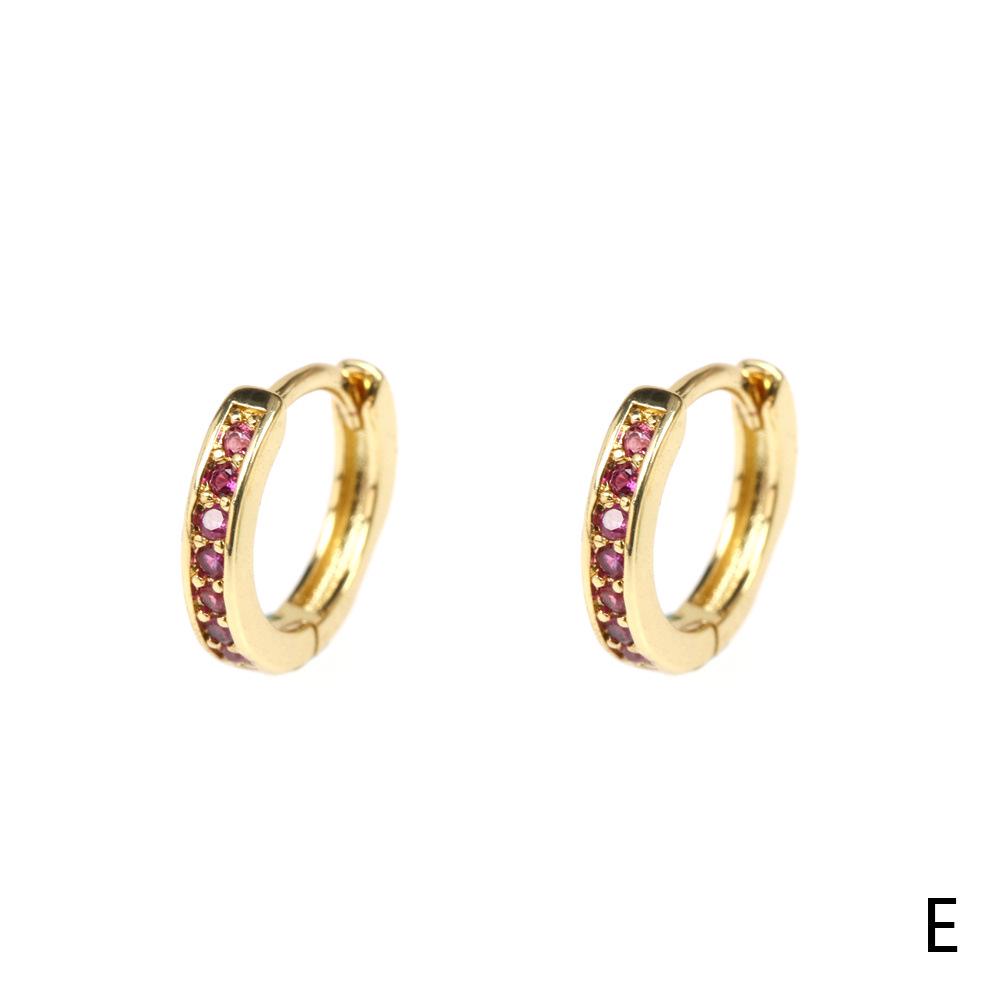 18K Gold Plated Copper Circle Earrings with Micro-set Colored Zircon