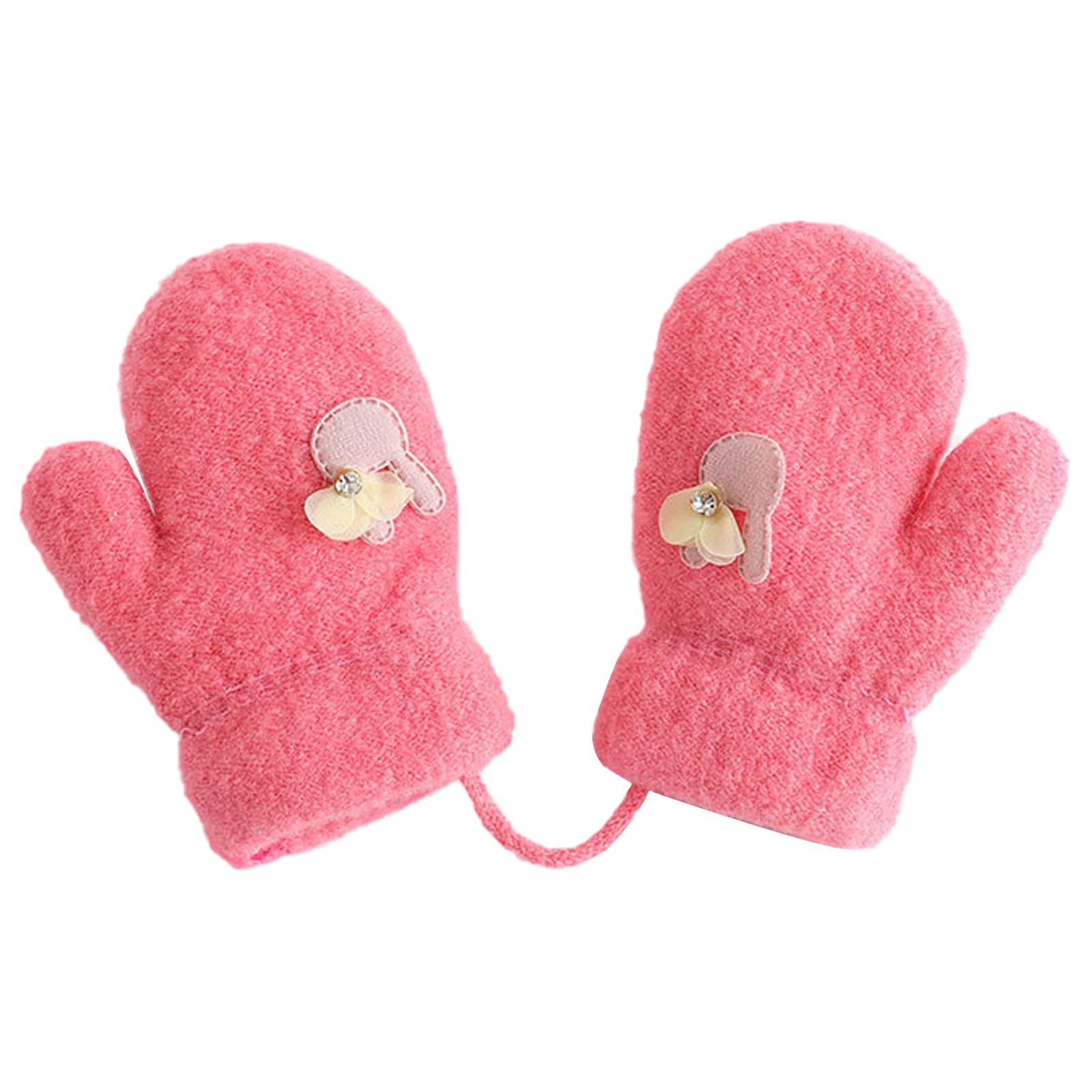 

Buffydeer Knit Ages with Cute Winter Gloves for Girls and and Perfect for Playing in the and Kindergarten Kids Mittens, Unisex, 3-6, Drawstring,