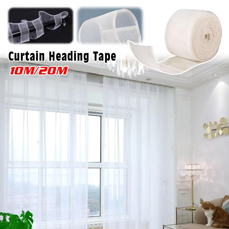 10/20M Páska na záclony s řasícími kapsičkami Průhledná kapsa na tyč Stužka na záclony DIY Instalace posuvných háčků na záclony Multifunkční