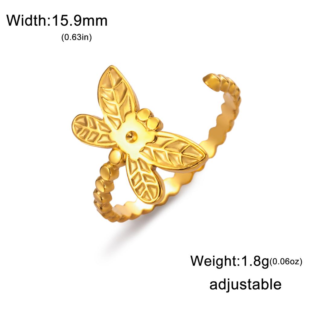 Fashion Stainless Steel Open Ring Dragonfly Irregular Geometric Finger Rings Women Jewelry Wedding Gift Wholesale