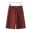 2025 Spring/Summer Women's High-Waist Red A-Line Slimming Wide-Leg Shorts